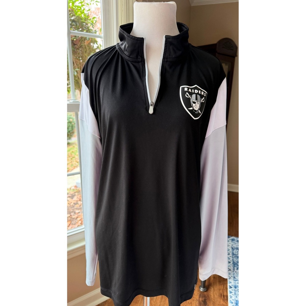 Fanatics Las Vegas Raiders Womens 2XL Black White Quarter Zip Pullover